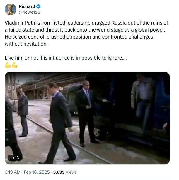 An X (Twitter) post from @ricwe123 - Richard