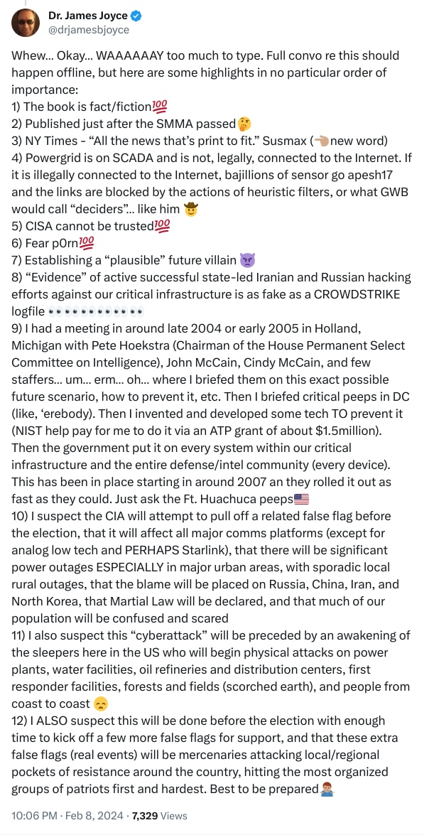 An X (Twitter) post from @drjamesbjoyce - Dr. James Joyce