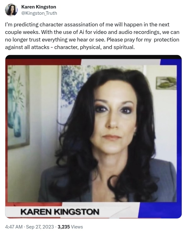 An X (Twitter) post from @Kingston_Truth - Karen Kingston