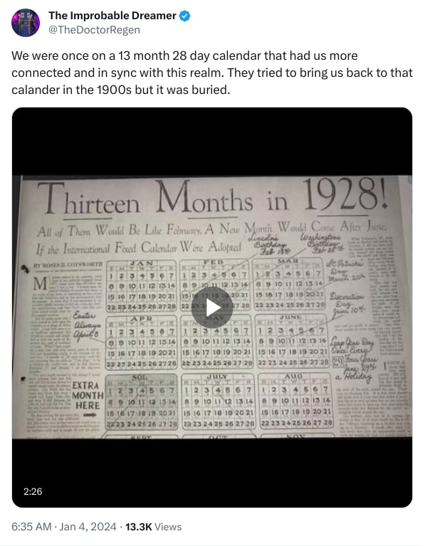 An X (Twitter) post from @TheDoctorRegen - The Improbable Dreamer