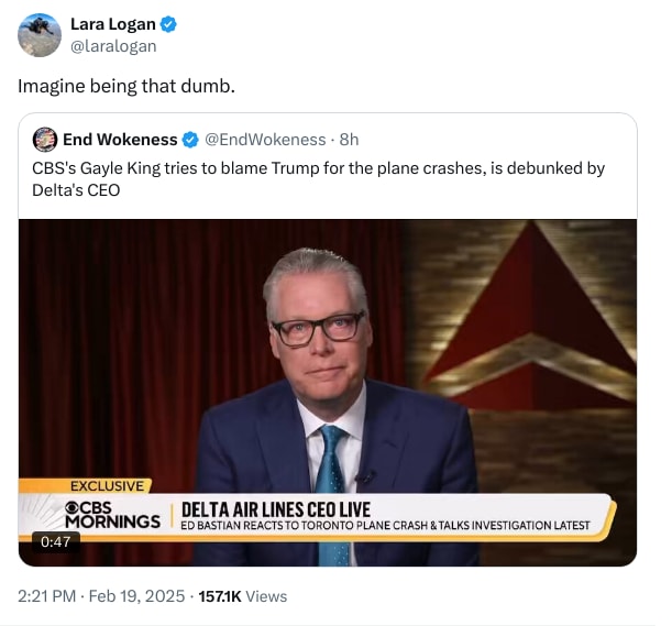 An X (Twitter) post from @laralogan - Lara Logan
