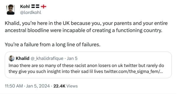 An X (Twitter) post from @lordkohl - Kohl 〓〓 🏴󠁧󠁢󠁥󠁮󠁧󠁿