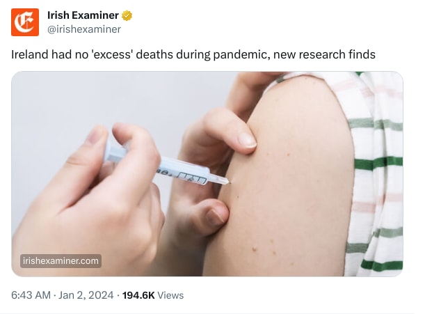 An X (Twitter) post from @irishexaminer - Irish Examiner