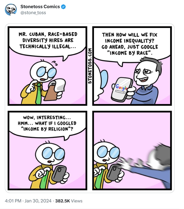 An X (Twitter) post from @stone_toss - Stonetoss Comics