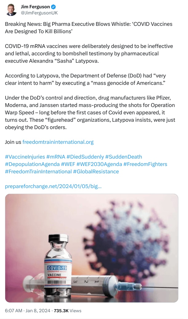 An X (Twitter) post from @JimFergusonUK - Jim Ferguson