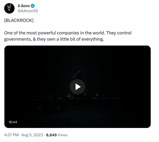 An X (Twitter) post from @AAnon55 - 𝙰 𝙰𝚗𝚘𝚗