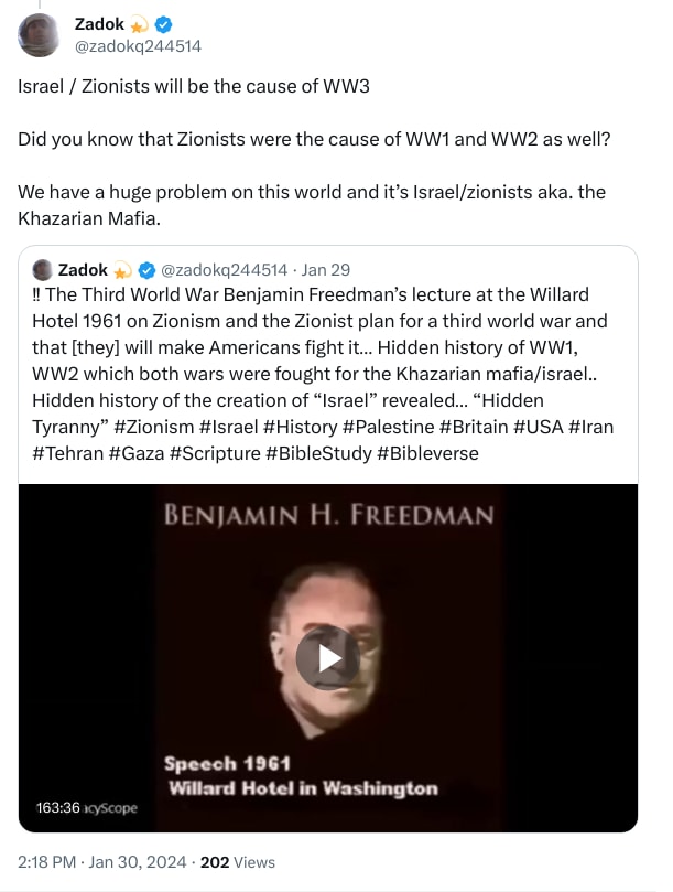 An X (Twitter) post from @zadokq244514 - Zadok 💫