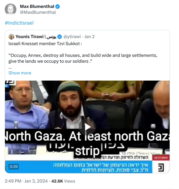 An X (Twitter) post from @MaxBlumenthal - Max Blumenthal