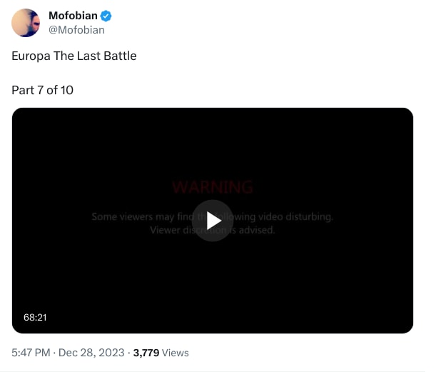 An X (Twitter) post from @Mofobian - Mofobian