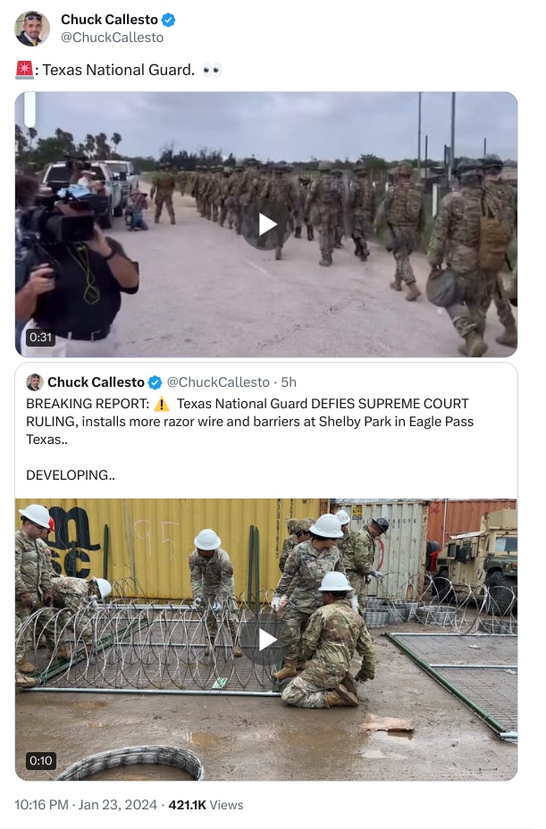 An X (Twitter) post from @ChuckCallesto - Chuck Callesto