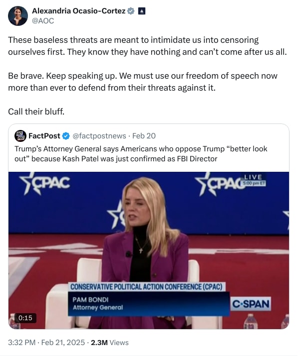 An X (Twitter) post from @AOC - Alexandria Ocasio-Cortez