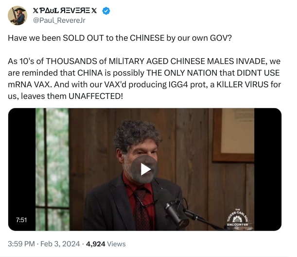 An X (Twitter) post from @Paul_RevereJr - 𝕏 ƤΔʊ𝐋 ЯΞVΞЯΞ 𝕏𓂀