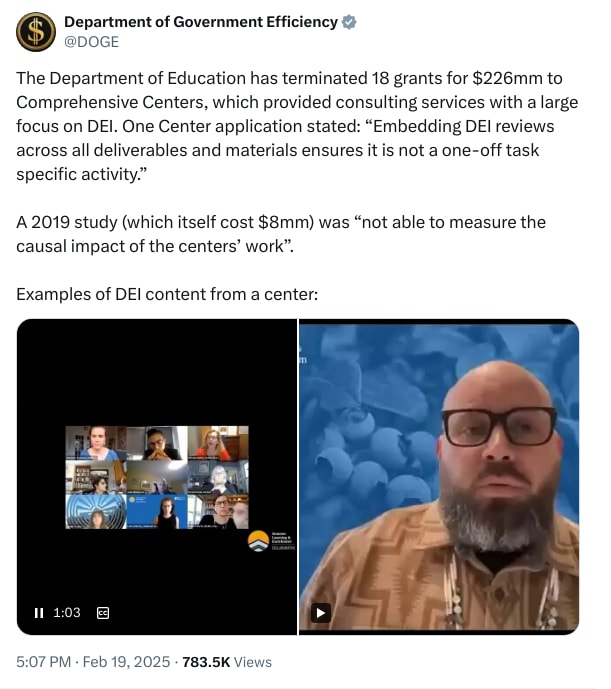 An X (Twitter) post from @DOGE - Department of Government Efficiency