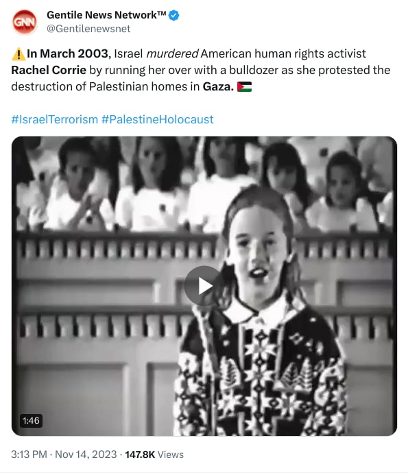 An X (Twitter) post from @Gentilenewsnet - Gentile News Network™