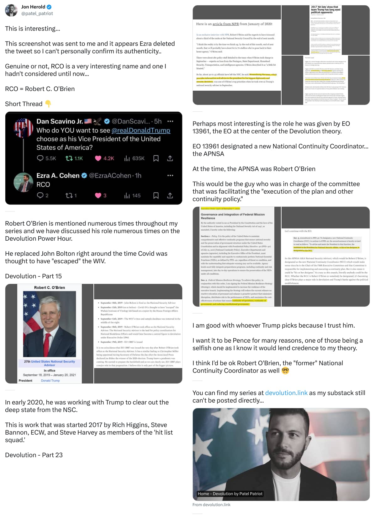 An X (Twitter) post from @patel_patriot - Jon Herold