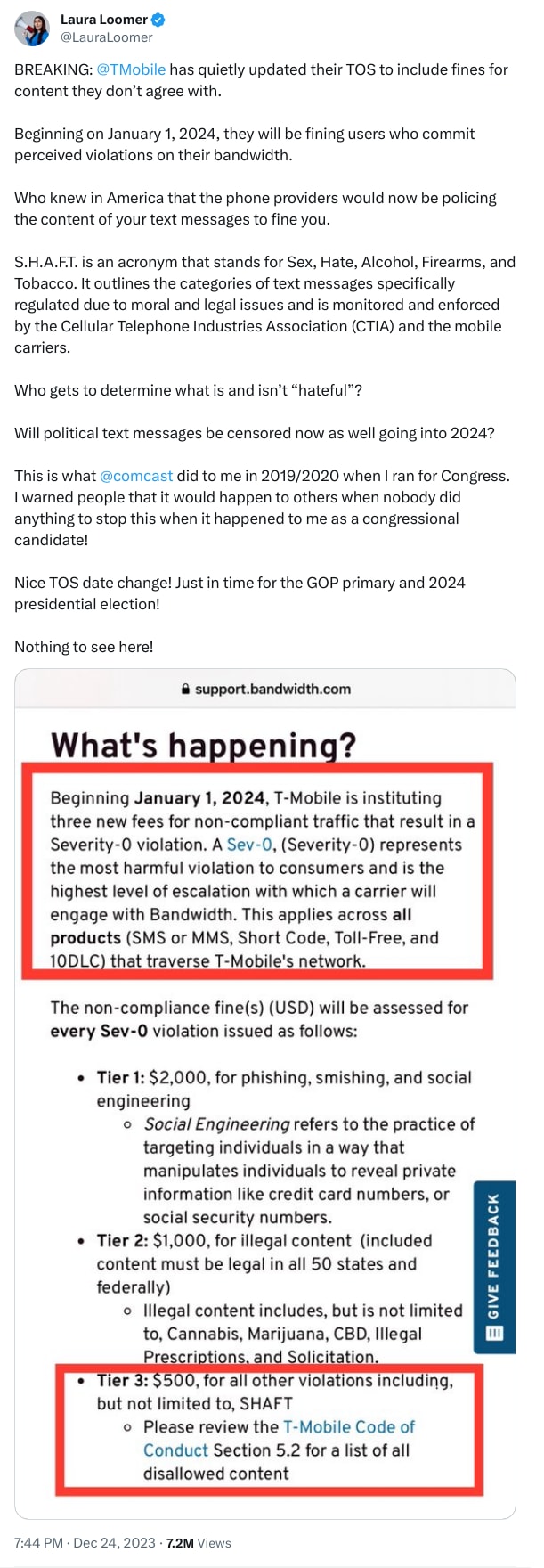 An X (Twitter) post from @LauraLoomer - Laura Loomer