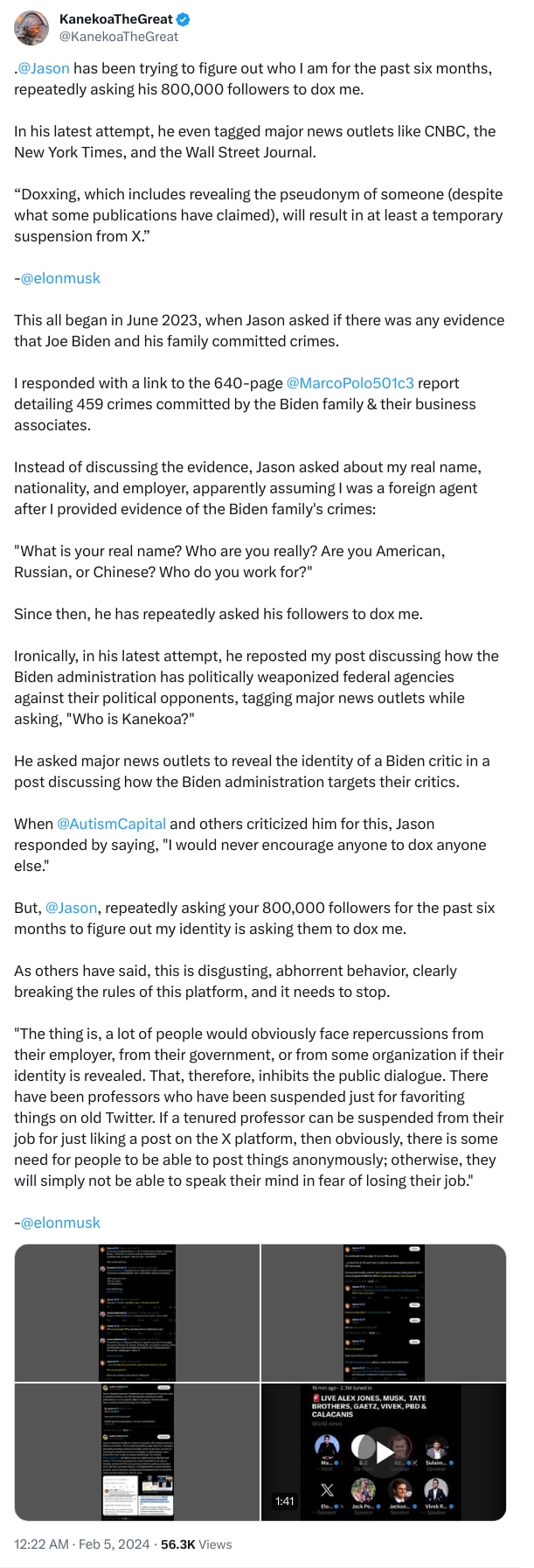 An X (Twitter) post from @KanekoaTheGreat - KanekoaTheGreat