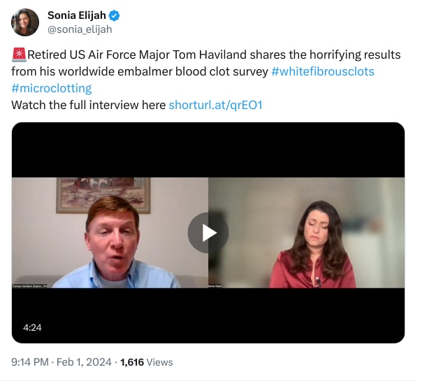 An X (Twitter) post from @sonia_elijah - Sonia Elijah