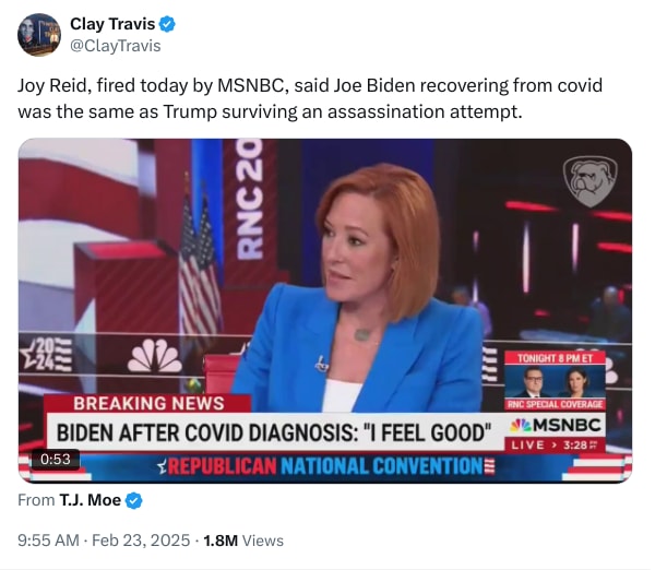 An X (Twitter) post from @ClayTravis - Clay Travis