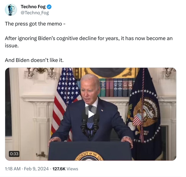 An X (Twitter) post from @Techno_Fog - Techno Fog