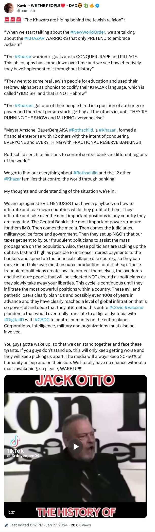 An X (Twitter) post from @bambkb - Kevin - WE THE PEOPLE❤️ - DAD🦁 🐉 🔥