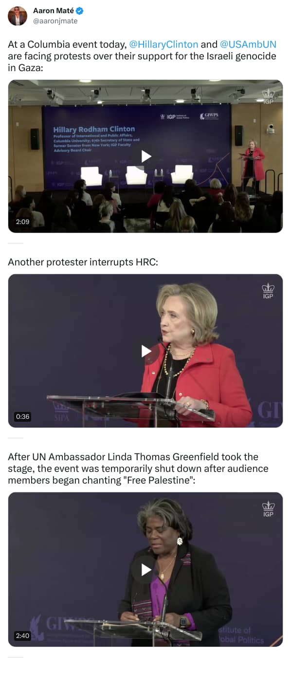 An X (Twitter) post from @aaronjmate - Aaron Maté