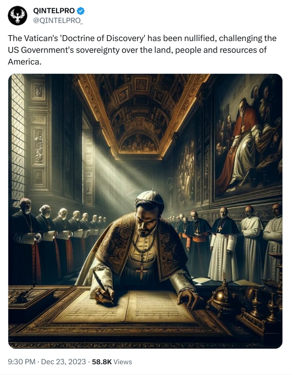 An X (Twitter) post from @QINTELPRO_ - QINTELPRO