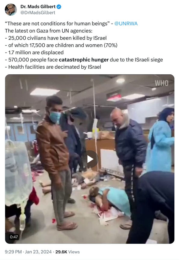 An X (Twitter) post from @DrMadsGilbert - Dr. Mads Gilbert