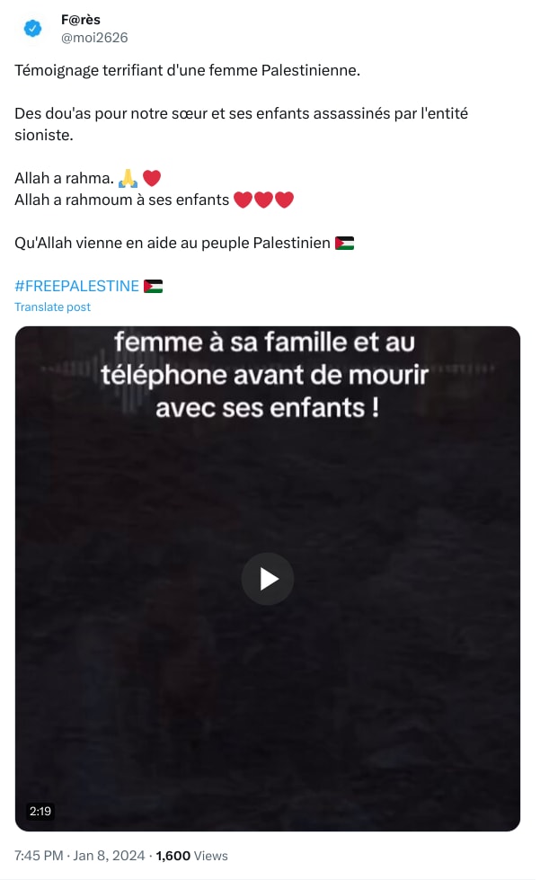 An X (Twitter) post from @moi2626 - F@rès