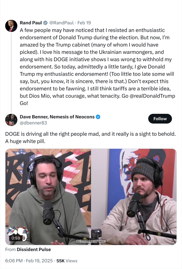 An X (Twitter) post from @RandPaul - <div style=