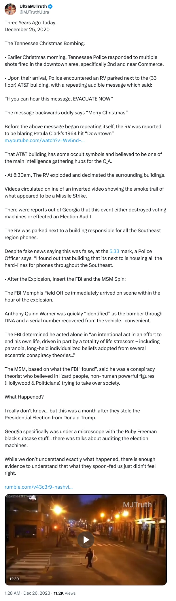 An X (Twitter) post from @MJTruthUltra - UltraMJTruth