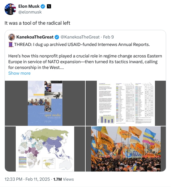 An X (Twitter) post from @elonmusk - Elon Musk