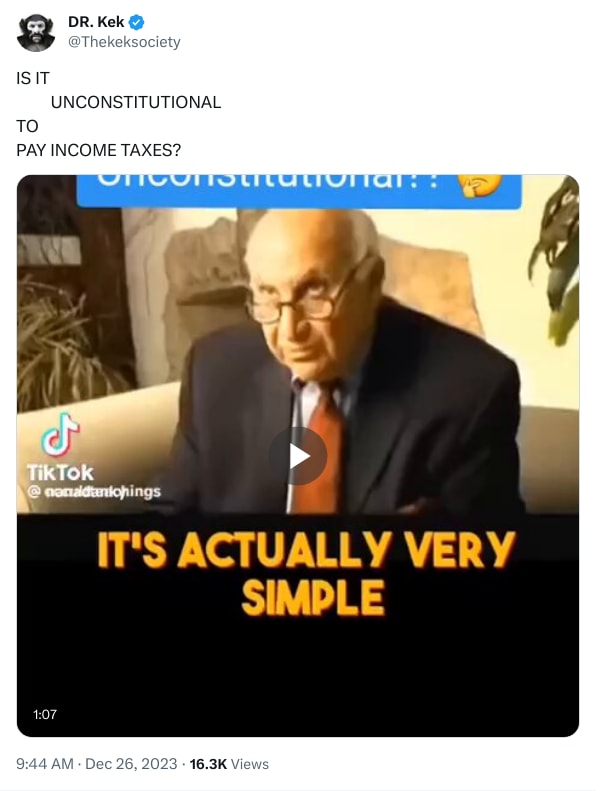 An X (Twitter) post from @Thekeksociety - DR. Kek