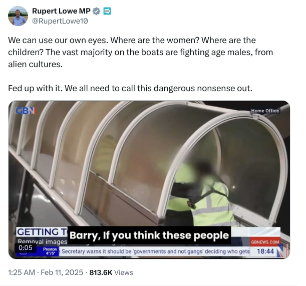 An X (Twitter) post from @RupertLowe10 - Rupert Lowe MP