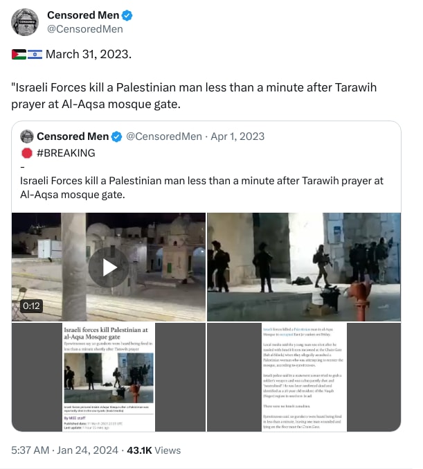 An X (Twitter) post from @CensoredMen - Censored Men