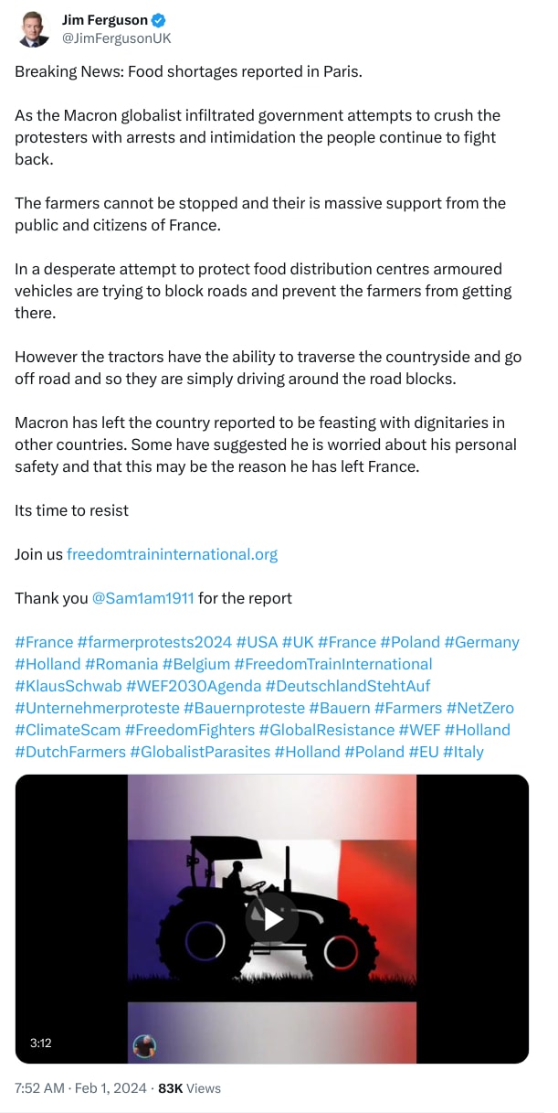 An X (Twitter) post from @JimFergusonUK - Jim Ferguson