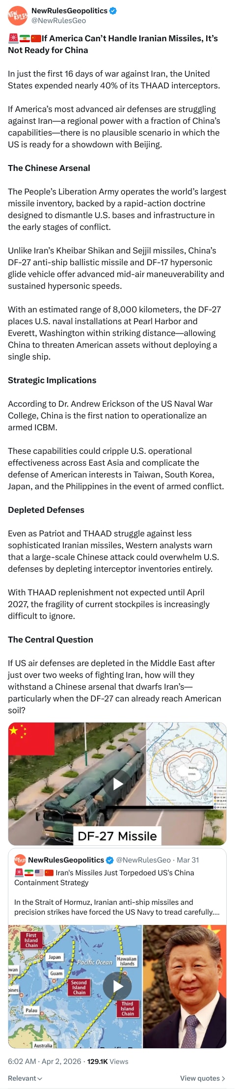 An X (Twitter) post from @NewRulesGeo - NewRulesGeopolitics