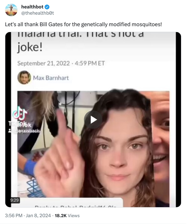 An X (Twitter) post from @thehealthb0t - healthbot