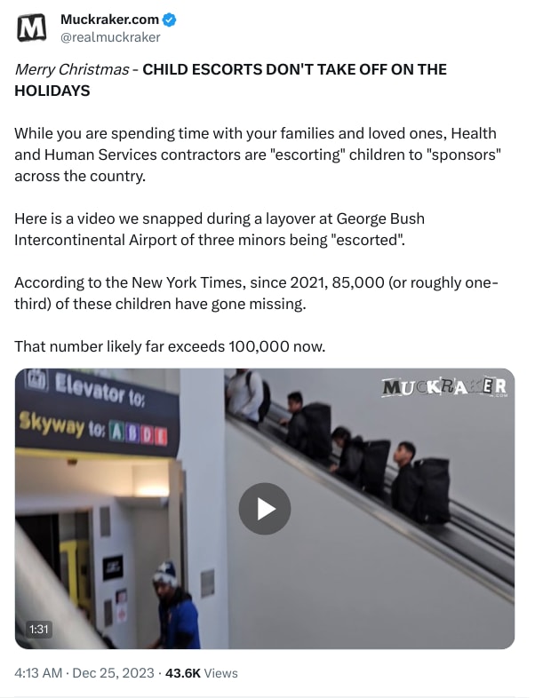 An X (Twitter) post from @realmuckraker - Muckraker.com