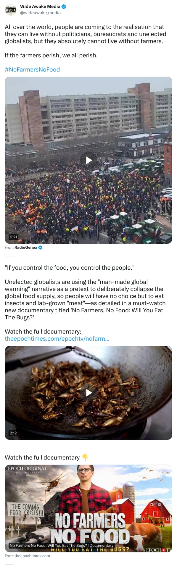 An X (Twitter) post from @wideawake_media - Wide Awake Media