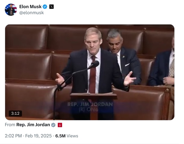 An X (Twitter) post from @elonmusk - Elon Musk