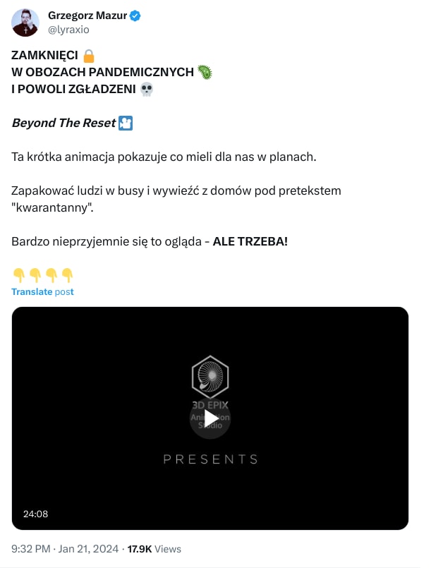 An X (Twitter) post from @lyraxio - Grzegorz Mazur