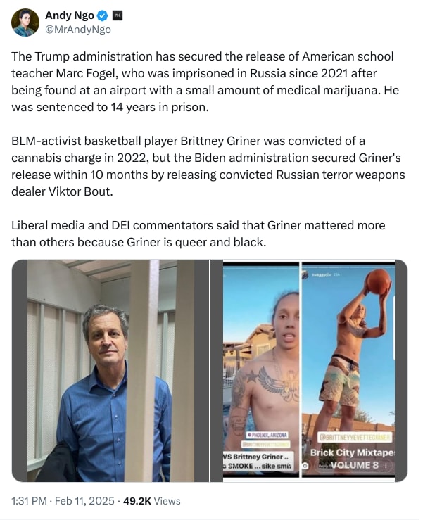 An X (Twitter) post from @MrAndyNgo - Andy Ngo