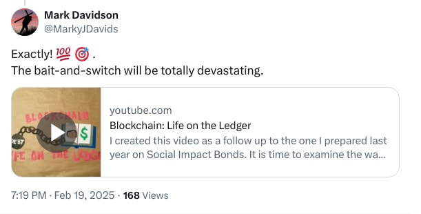 An X (Twitter) post from @MarkyJDavids - Mark Davidson