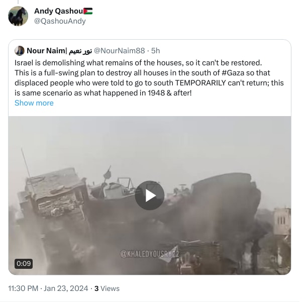 An X (Twitter) post from @QashouAndy - Andy Qashou🇵🇸