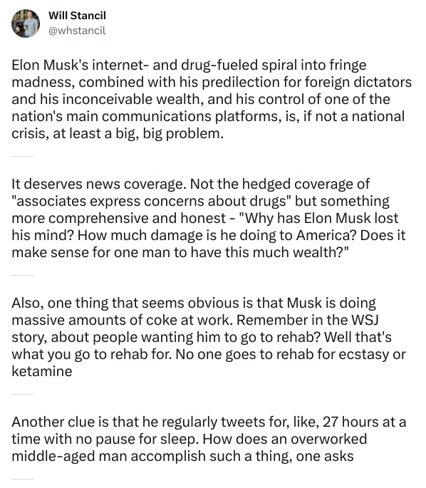 An X (Twitter) post from @whstancil - Will Stancil