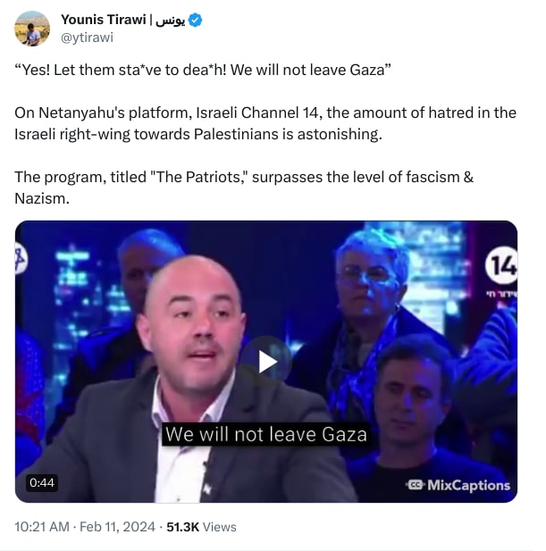 An X (Twitter) post from @ytirawi - Younis Tirawi | يونس