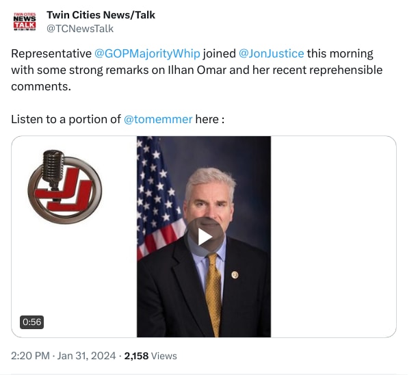 An X (Twitter) post from @TCNewsTalk - Twin Cities News/Talk