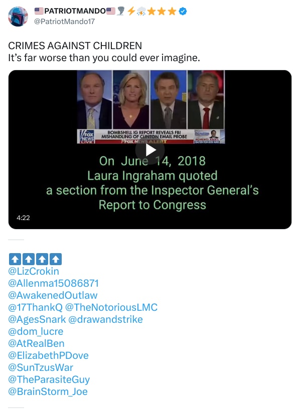 An X (Twitter) post from @PatriotMando17 - 🇺🇸PATRIOTMANDO🇺🇸🌪⚡️⛈⭐️⭐️⭐️