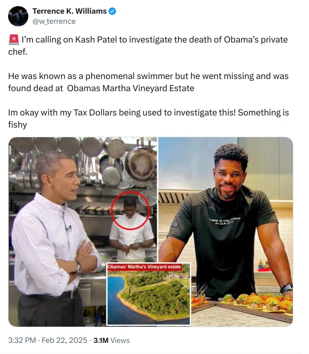 An X (Twitter) post from @w_terrence - Terrence K. Williams